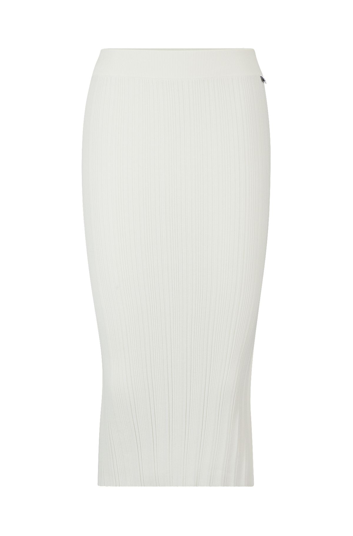 Slim-fit tube skirt with irregular ribbed structure, White