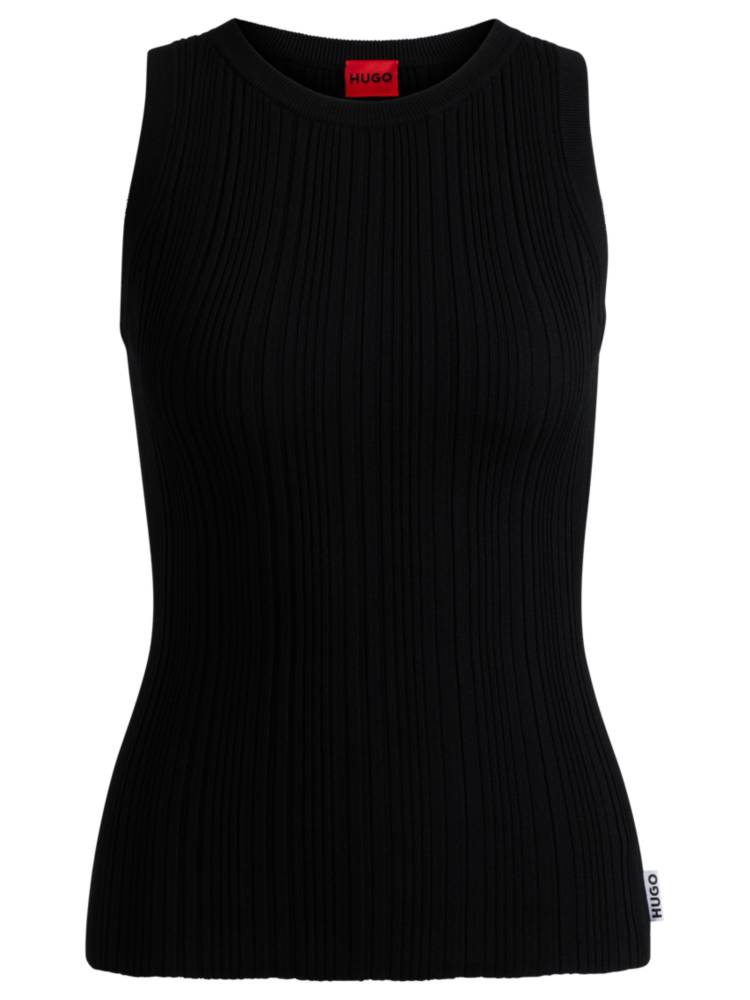 Artikel klicken und genauer betrachten! - Ärmelloses HUGO Top. Der schmal geschnittene Style aus softem Krepp ist mit einer unregelmäßigen Rippstruktur versehen und lässt sich vielseitig kombinieren. Dieses Produkt wird mit Zellulosefasern gefertigt, die aus dem natürlichen Rohstoff Holz aus nachhaltiger bewirtschafteten Wäldern gewonnen werden. Gemeinsam mit externen Organisationen setzen wir uns für den respektvollen Umgang mit Urwäldern und gefährdeten Wäldern ein. | im Online Shop kaufen
