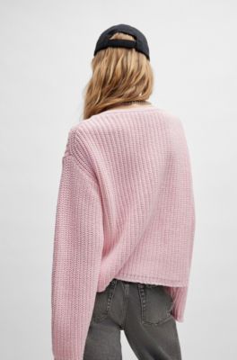 HUGO - オーバーサイズフィット ロングスリーブセーター Vネック