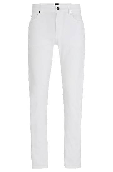 Slim-fit jeans in white cashmere-touch denim, Hugo boss