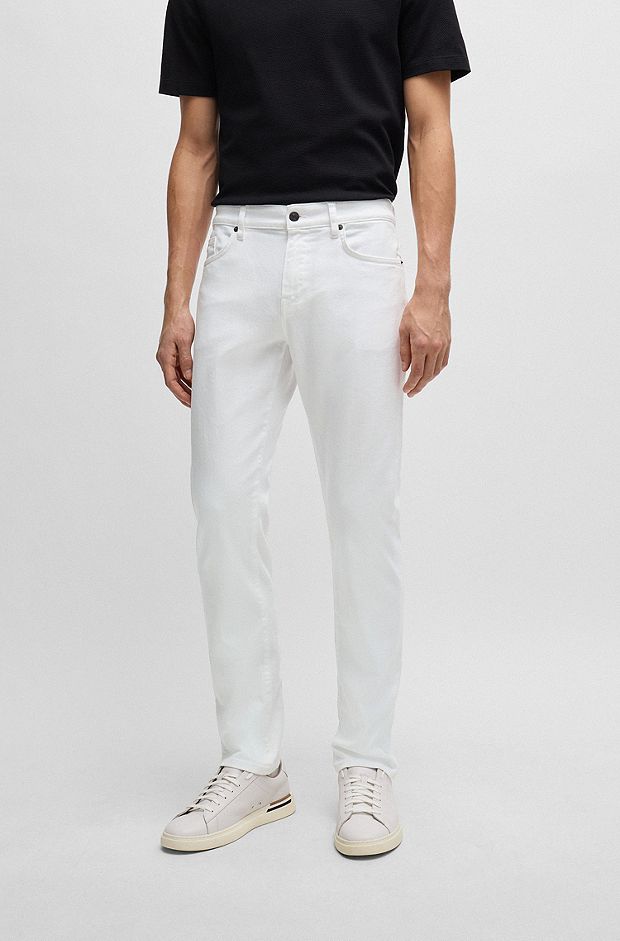 Slim-Fit Jeans aus weißem Denim mit Kaschmir-Haptik, Weiß