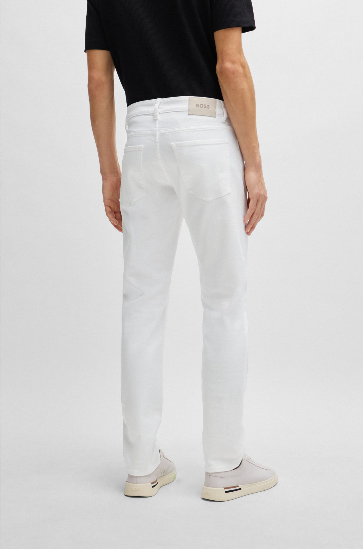 Slim-fit jeans in white cashmere-touch denim, White