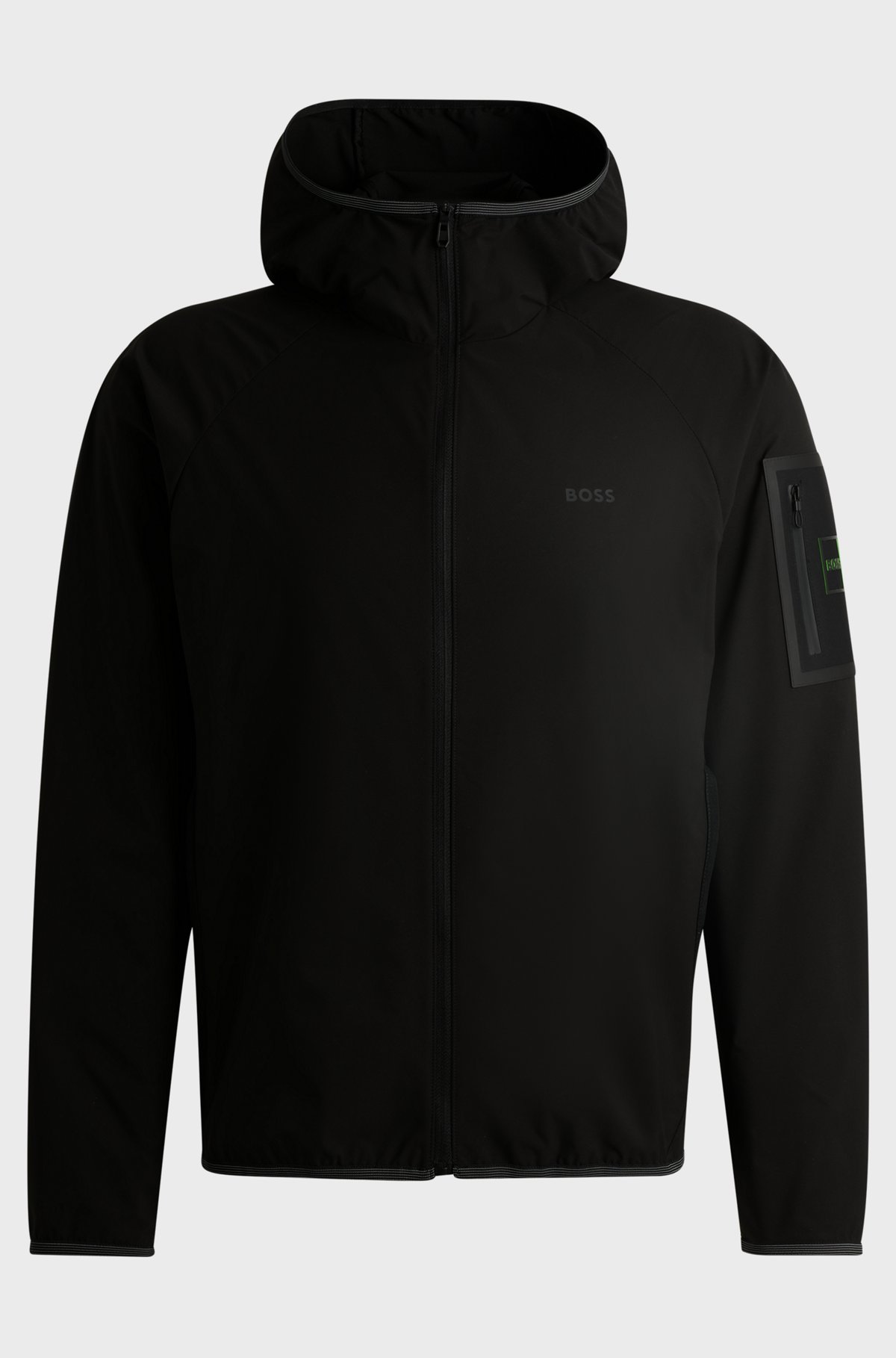 BOSS - Water-repellent hooded jacket in stretch poplin - Black BOSS - Water-repellent hooded jacket in stretch poplin - Black