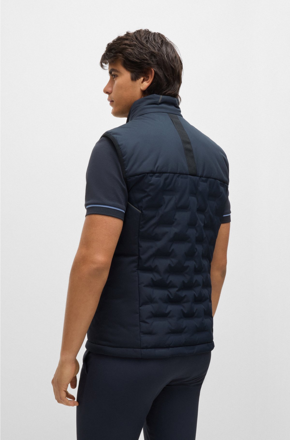 Water-repellent gilet with quilting, Dark Blue