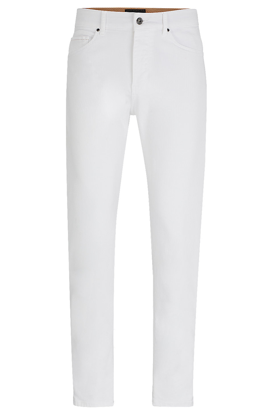 BOSS - Tapered-fit jeans in white Italian stretch denim