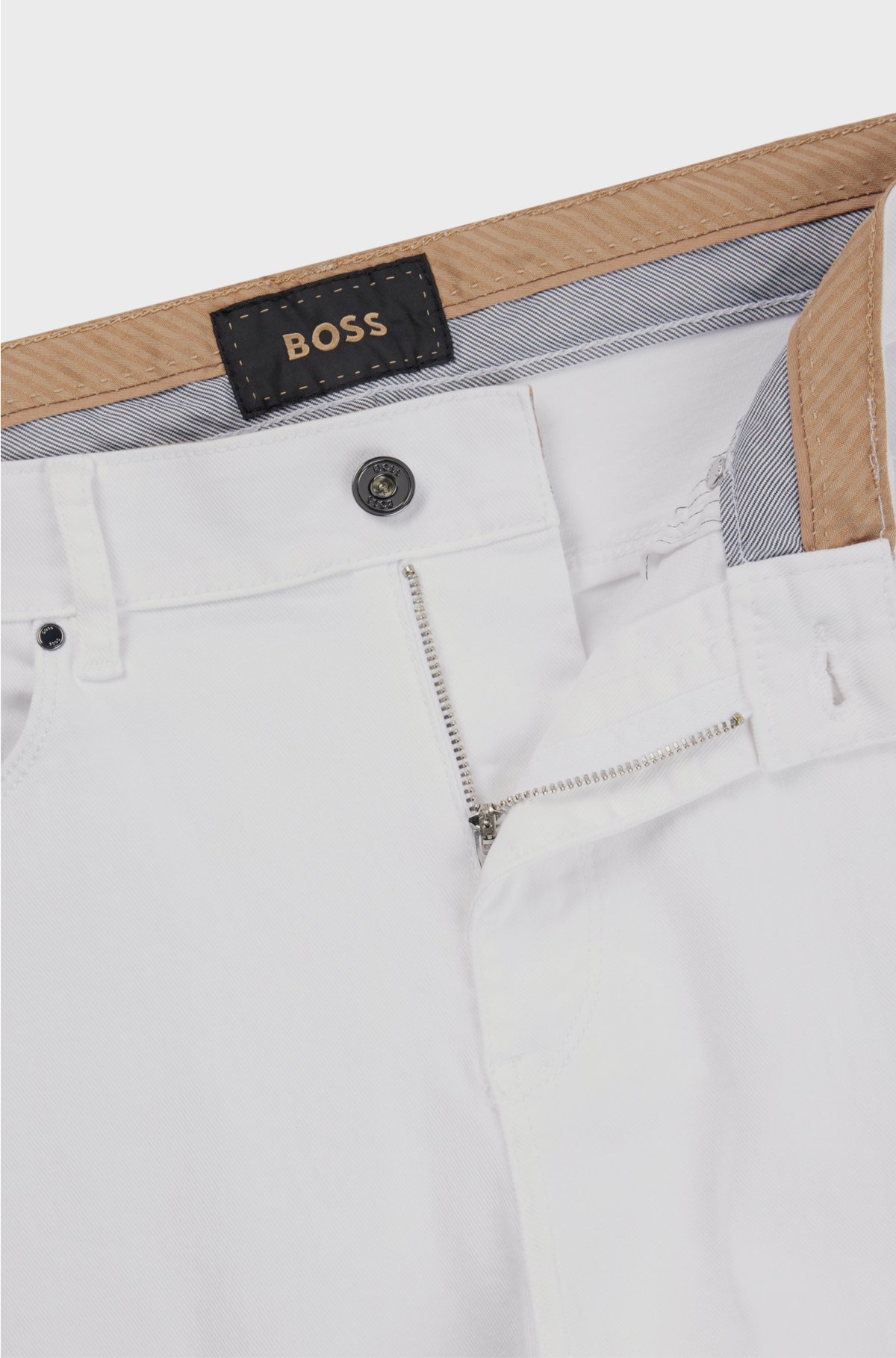 Tapered-fit jeans in white Italian stretch denim, White
