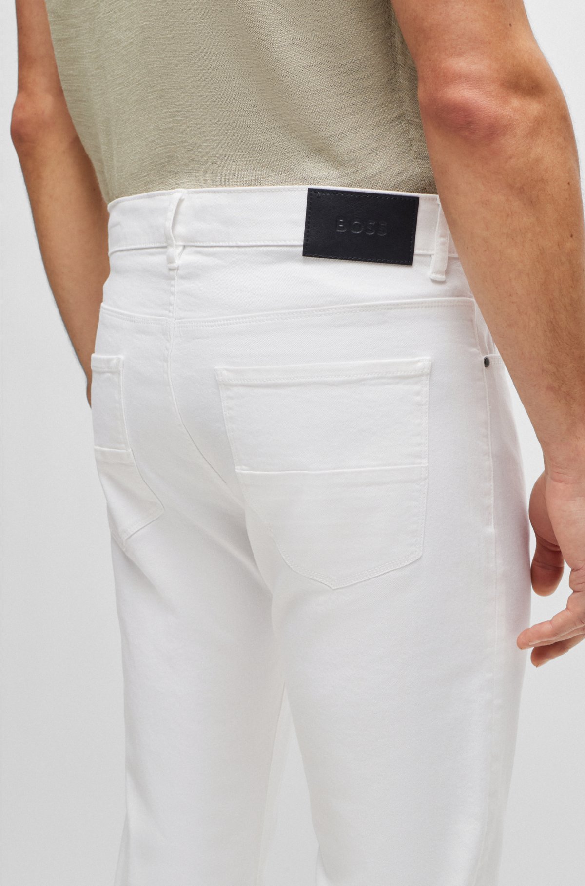 Tapered-fit jeans in white Italian stretch denim, White