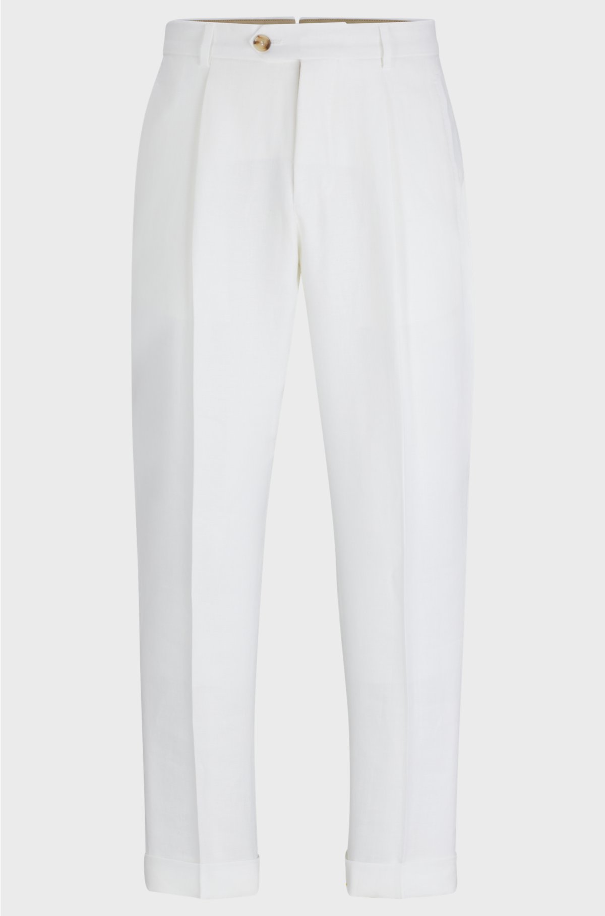 Relaxed-fit trousers in wrinkle-resistant linen, White