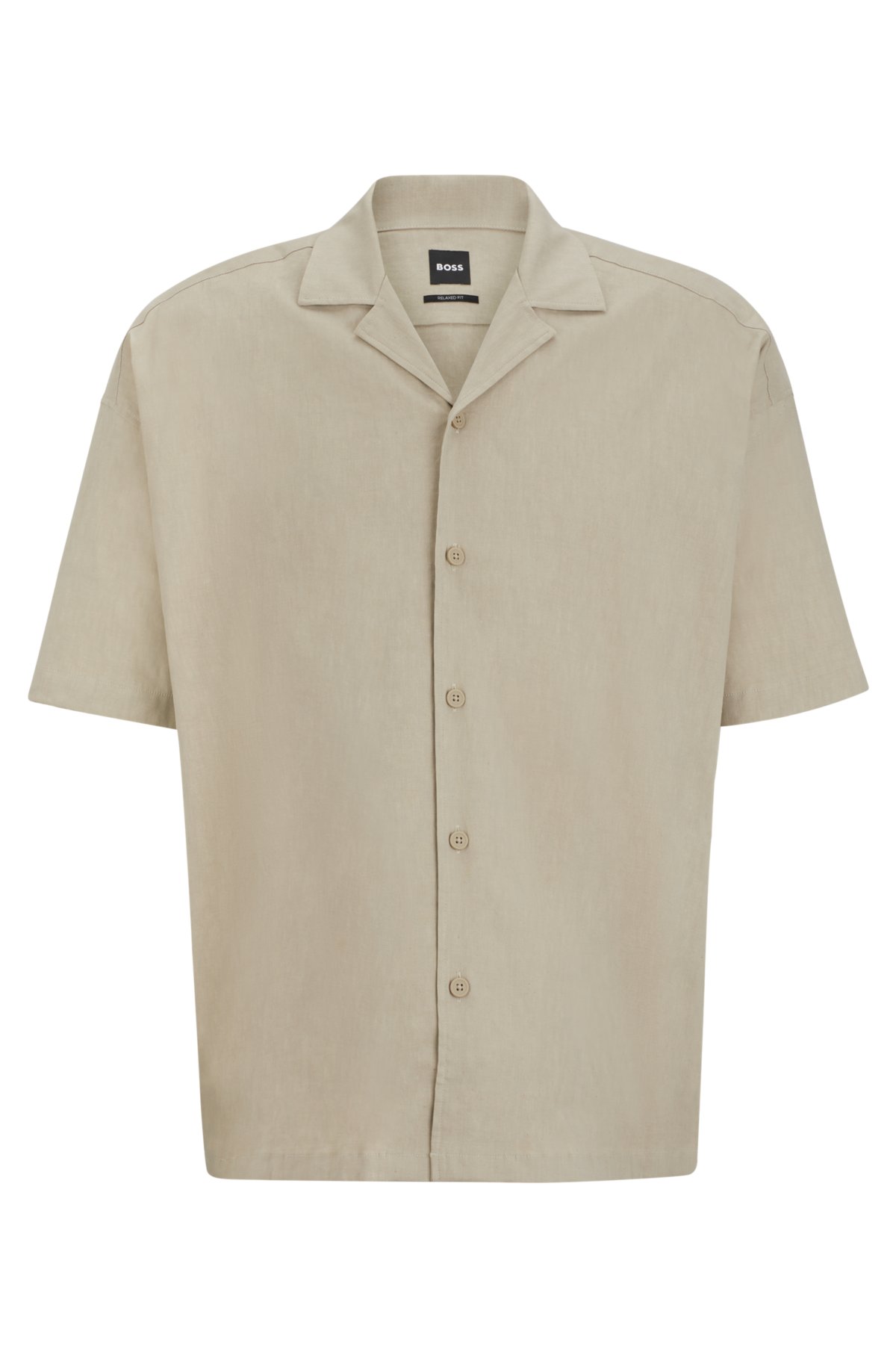 Relaxed-fit shirt in a linen blend, Beige