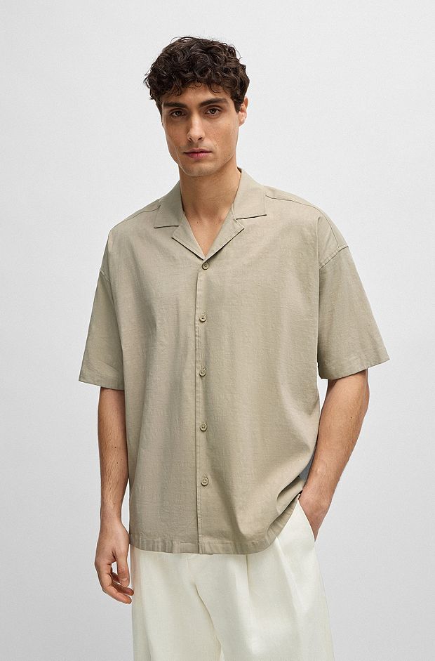 Relaxed-fit shirt in a linen blend, Beige
