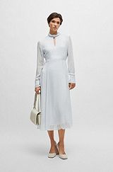 Платье из смесового шелка с разными узорами, Белый с узором