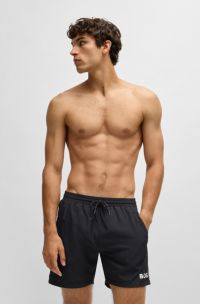 Quick-drying swim shorts with contrast details, Black