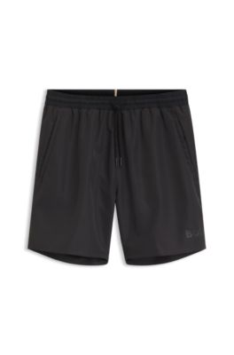 Swim shorts with contrast logo and piping, Dark Grey