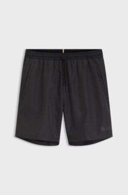 Medium-length swim shorts with contrast details, Dark Grey