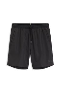 Zwemshorts met contrastlogo en biezen, Donkergrijs