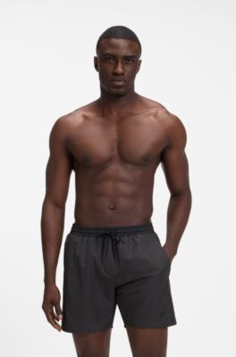 Medium-length swim shorts with contrast details, Dark Grey