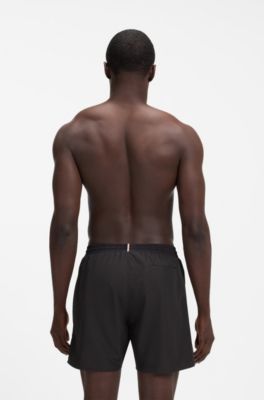 Medium-length swim shorts with contrast details, Dark Grey