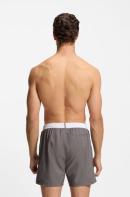 Swim shorts with contrast logo and piping, Grey