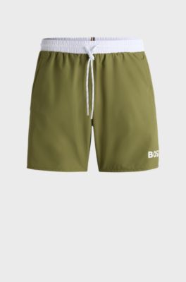 Quick-dry swim shorts with logo print, Green