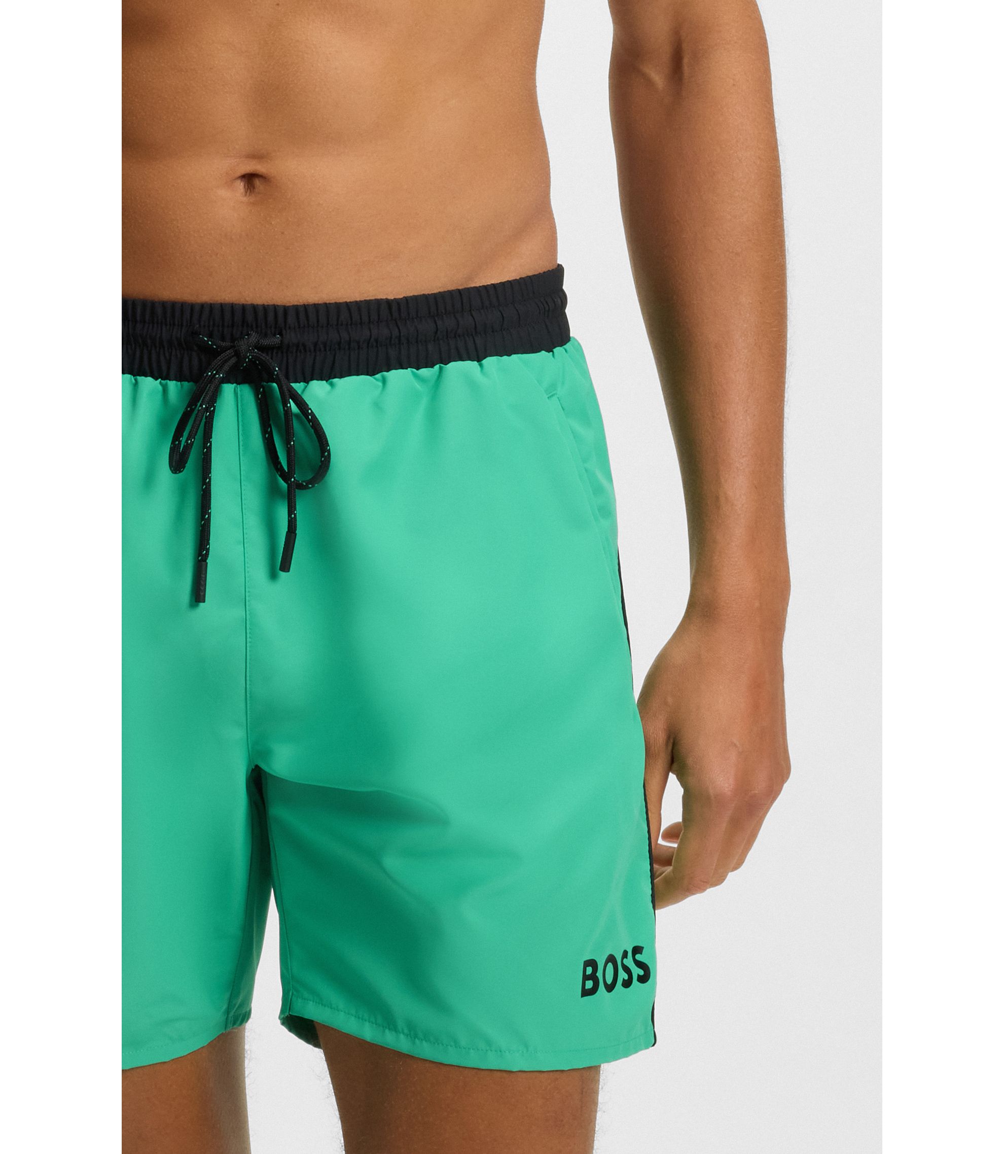 BOSS - クイックドライ スイムショーツ ロゴプリント - グリーン
