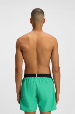 Quick-dry swim shorts with logo print, Green