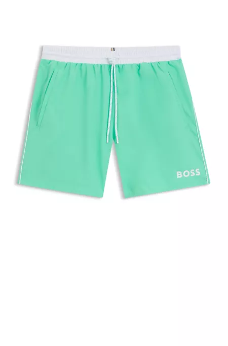 Swim shorts with contrast logo and piping