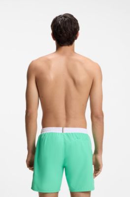 Swim shorts with contrast logo and piping, Green