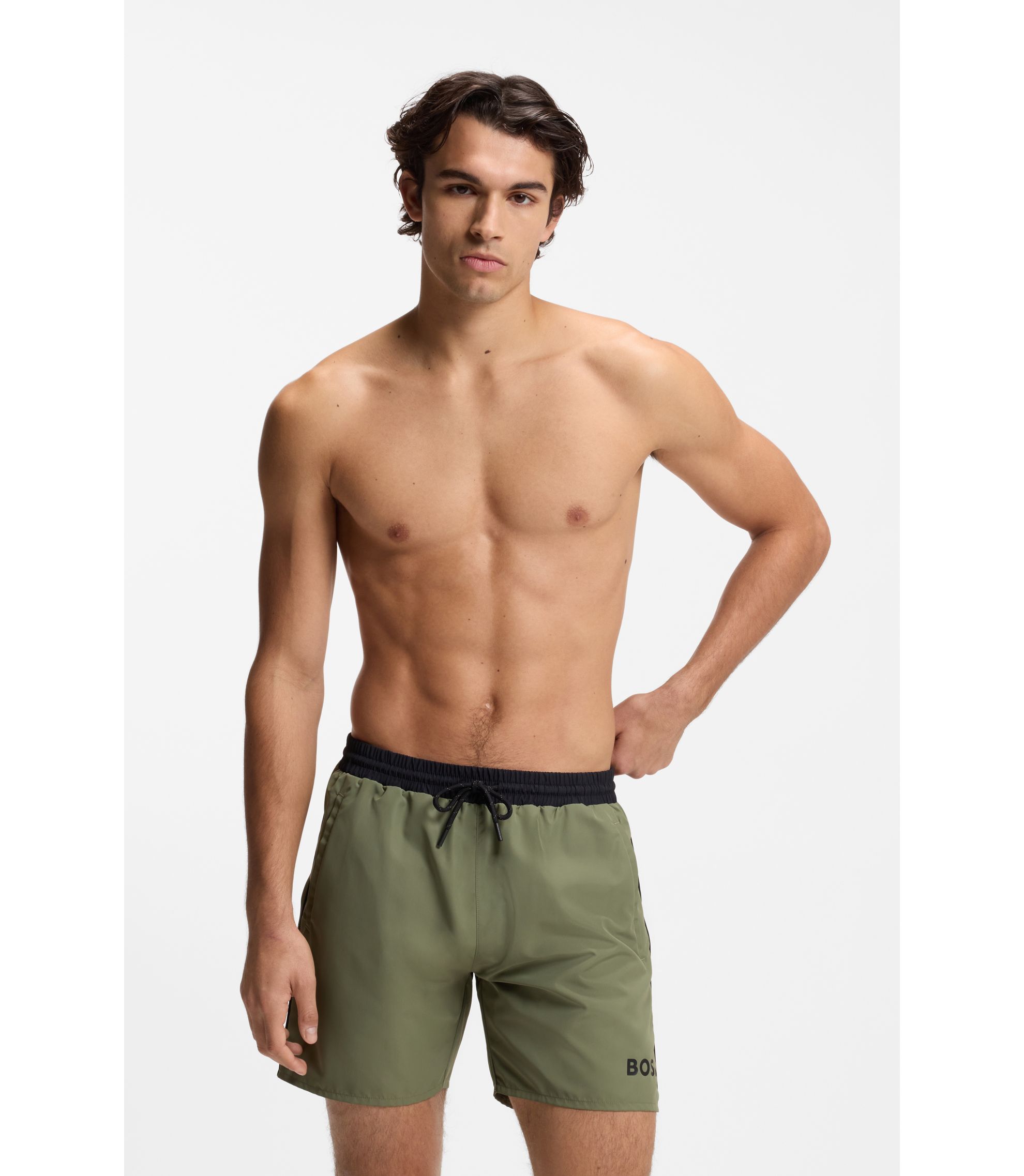 Schnell trocknende Badeshorts mit Logo-Print