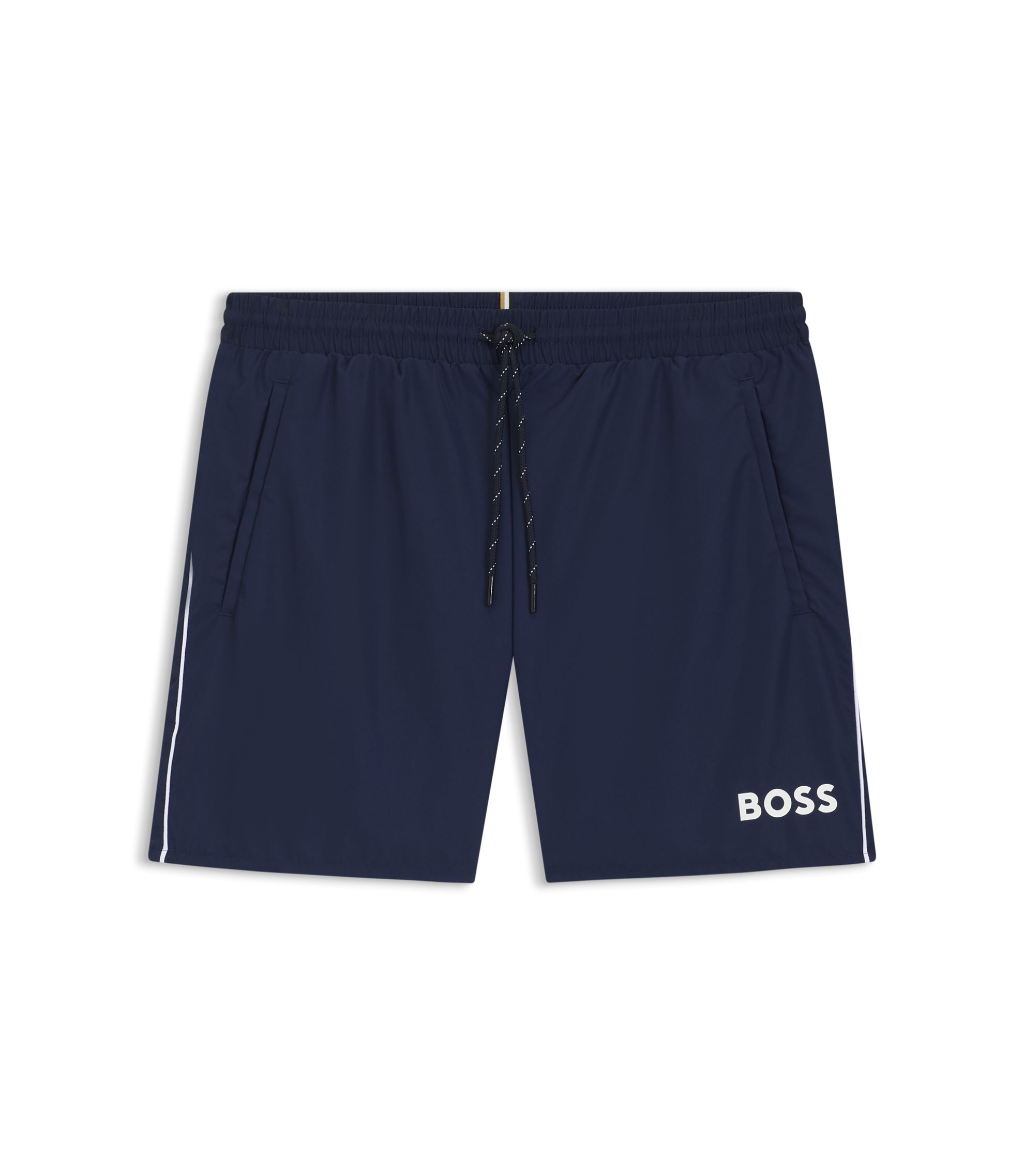BOSS - クイックドライ スイムショーツ ロゴプリント - ダークブルー