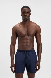 Badeshorts mit Kontrast-Logo, Dunkelblau