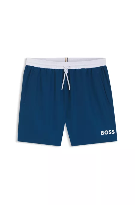 Medium-length swim shorts with contrast details