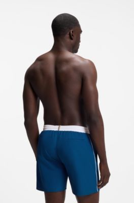Medium-length swim shorts with contrast details, Blue