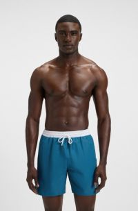 Schnell trocknende Badeshorts mit Logo-Print, Blau