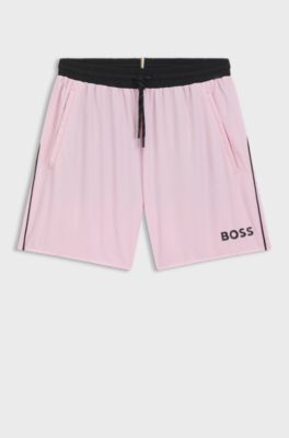 Swim shorts with contrast logo and piping, Pink