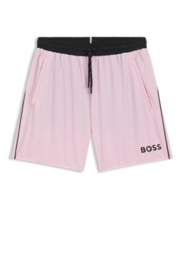 Boss Uomo Rosa Boxer Da Mare Con Logo A Contrasto E Profili