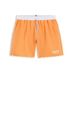 Swim shorts with contrast logo and piping