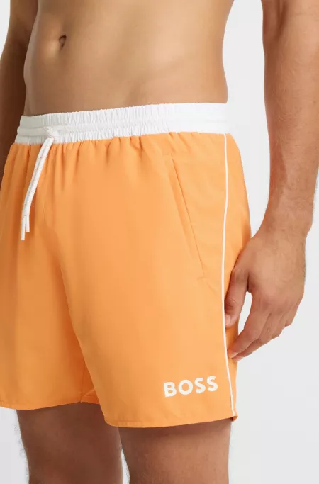Quick-dry swim shorts with logo print
