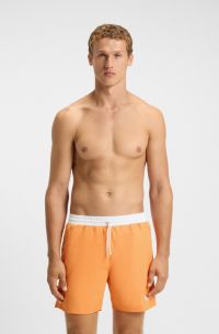 Quick-dry swim shorts with logo print, Orange