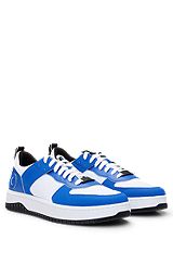 Mixed-material trainers with raised-logo backtab, Blue