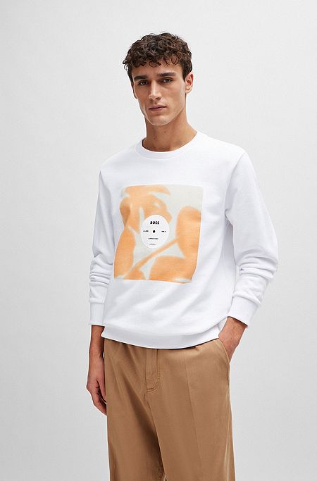 Relaxed-fit sweatshirt van katoenen sweatstof met nieuw artwork, Wit