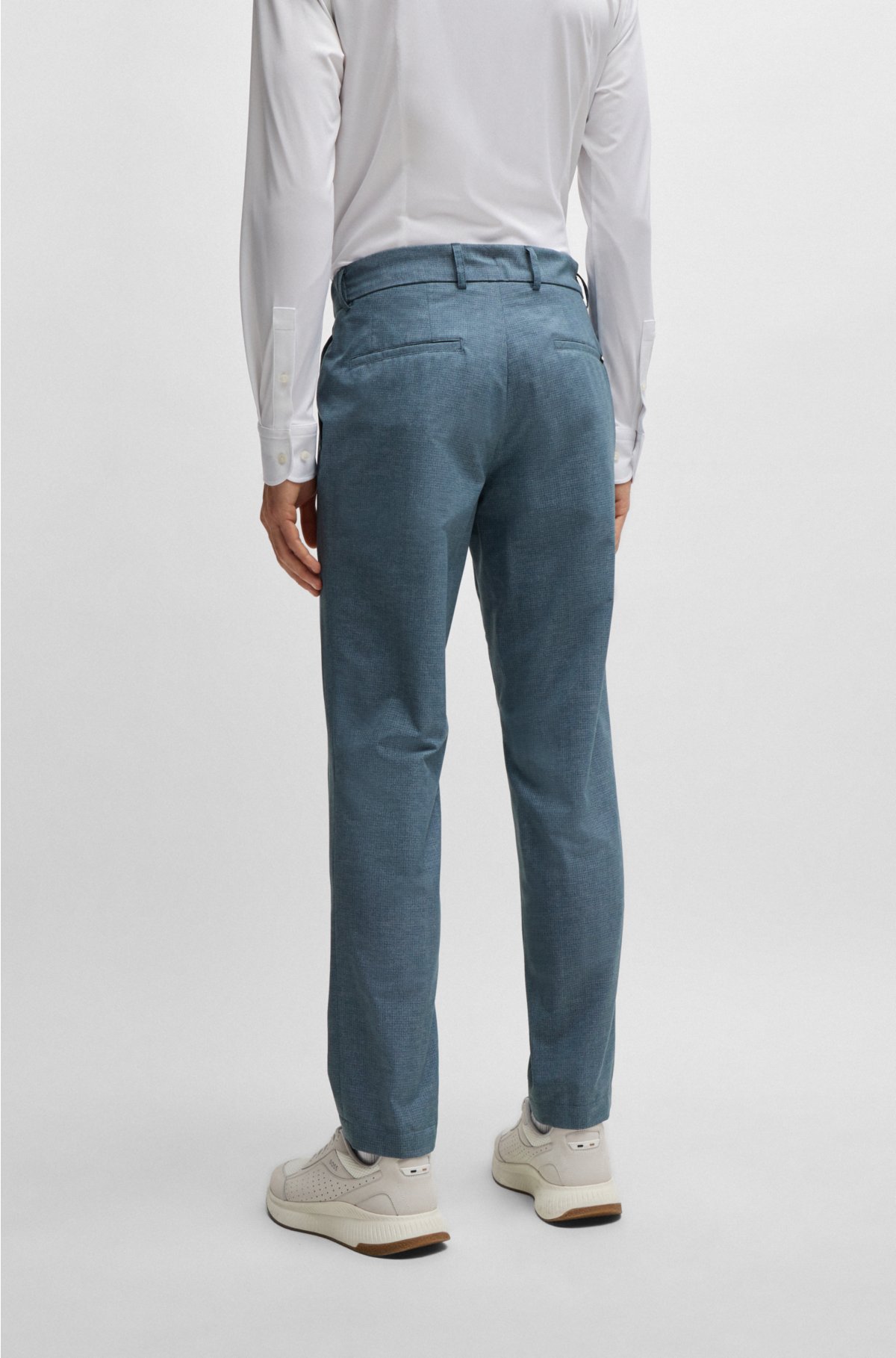 Slim-fit trousers in wrinkle-resistant mesh, Blue