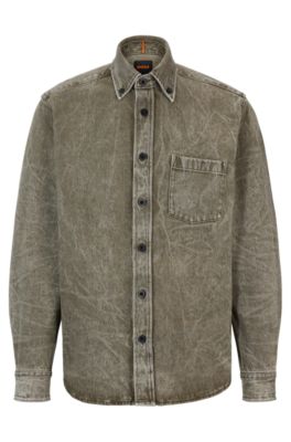 BOSS - レギュラーフィットシャツ ブラウン リジッドデニム 