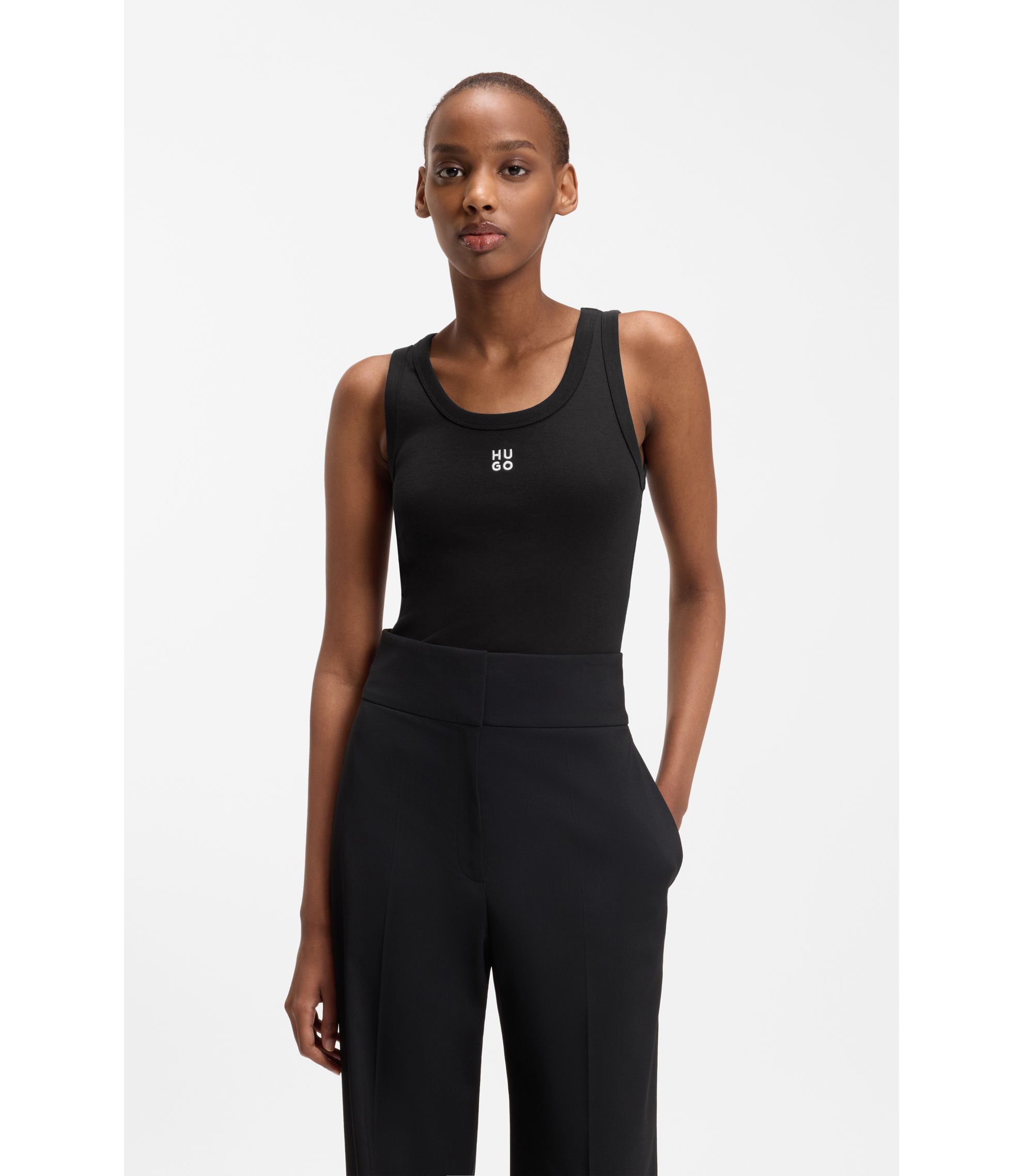 Tanktop aus Baumwoll-Mix mit Stack-Logo-Stickerei