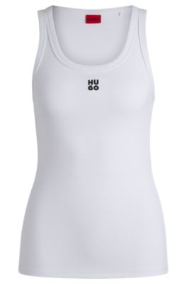 Logo cotton tank top in black - Off White