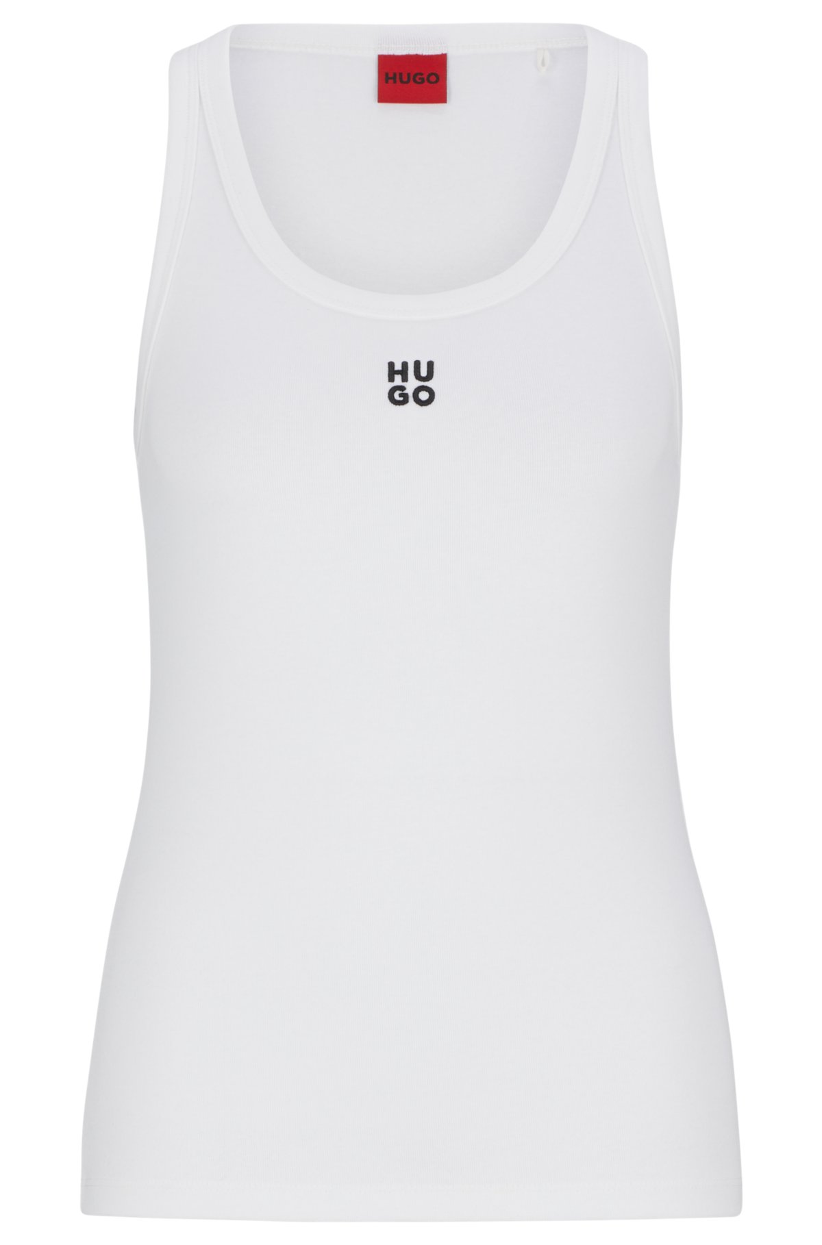 Cotton-blend tank top with stacked logo, White