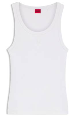 Hugo Cotton-blend tank top with stacked-logo embroidery toppar dam – bild 4