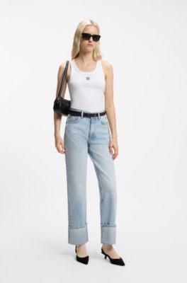 Tanktop aus Baumwoll-Mix mit Stack-Logo-Stickerei, Wei&szlig;