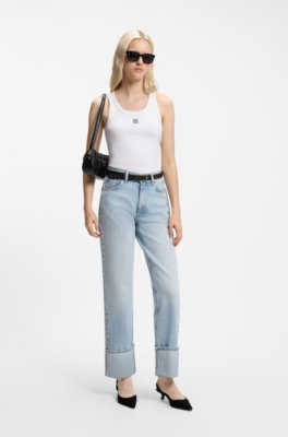 Hugo Cotton-blend tank top with stacked-logo embroidery toppar dam – bild 2