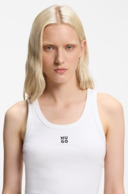 Hugo Cotton-blend tank top with stacked-logo embroidery toppar dam – bild 3