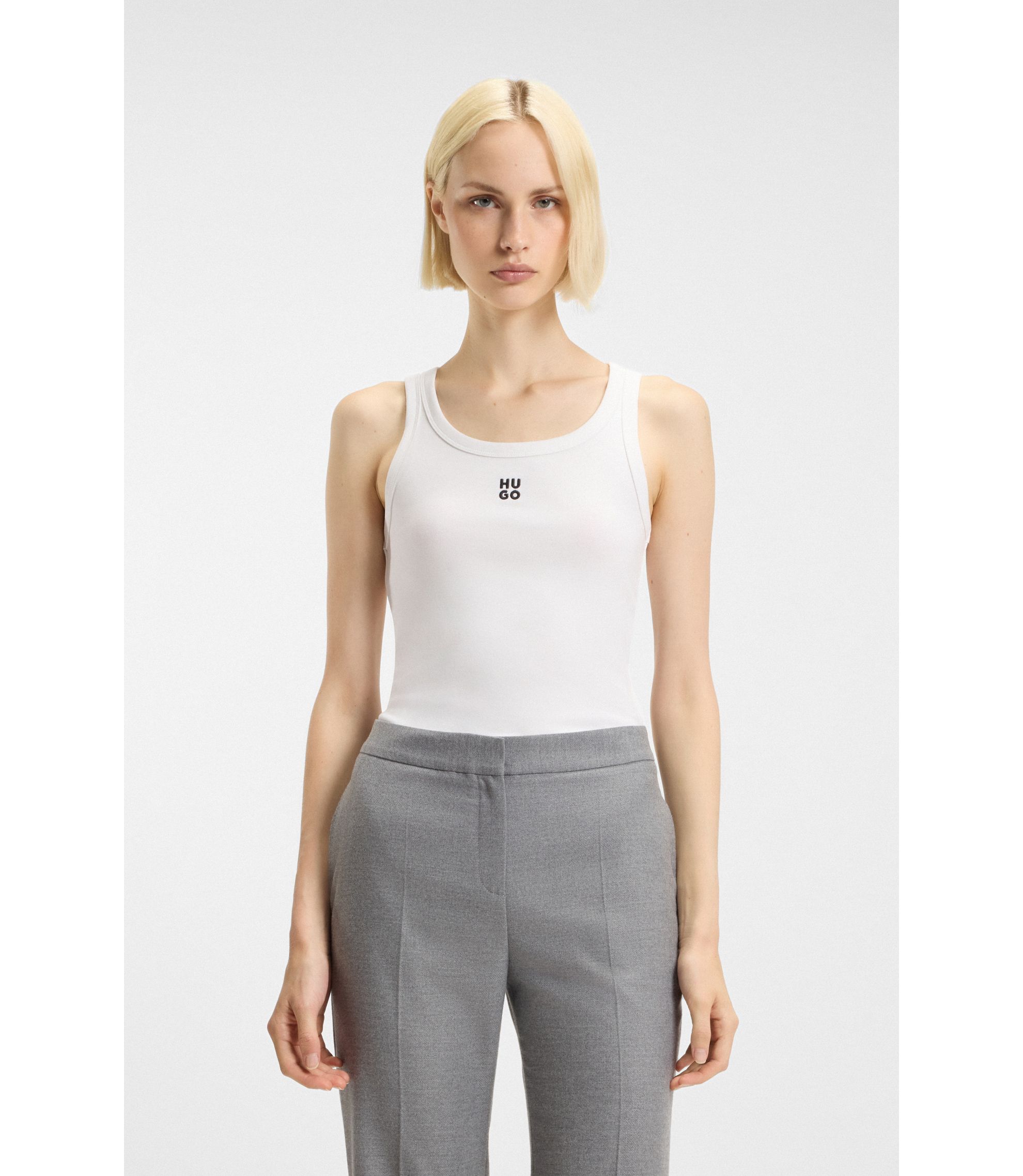 Tanktop aus Baumwoll-Mix mit Stack-Logo-Stickerei